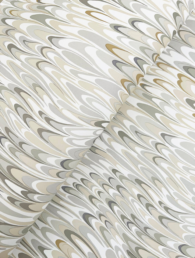 Aslan Neutral Wallpaper with Marbled Feathered Motif - York GT4581