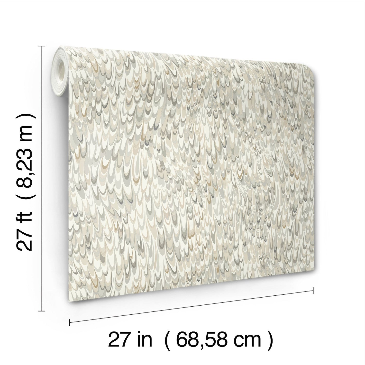 Aslan Neutral Wallpaper with Marbled Feathered Motif - York GT4581