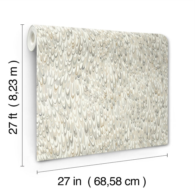 Aslan Neutral Wallpaper with Marbled Feathered Motif - York GT4581