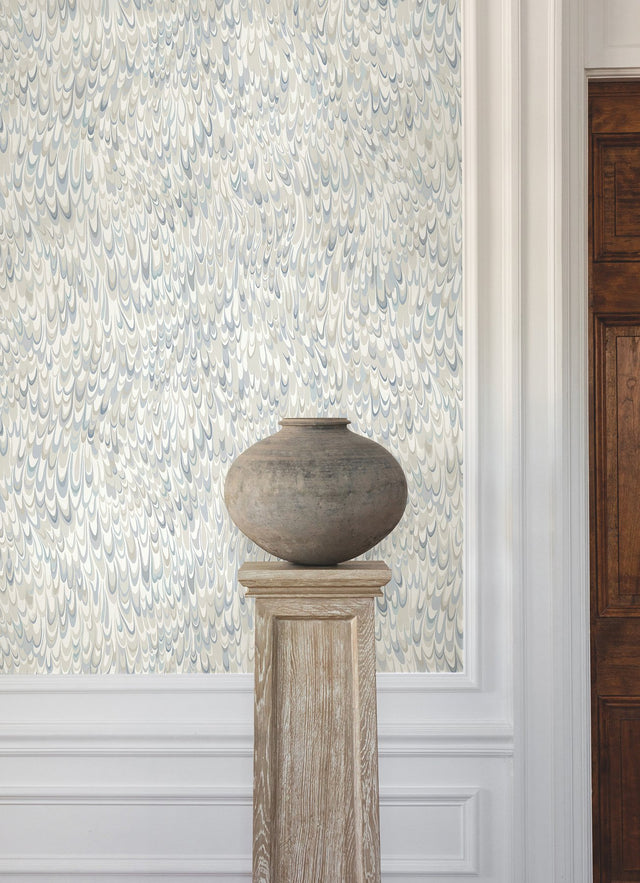 Aslan Blue Wallpaper with Bohemian Eclectic Marbled Motif - York GT4584