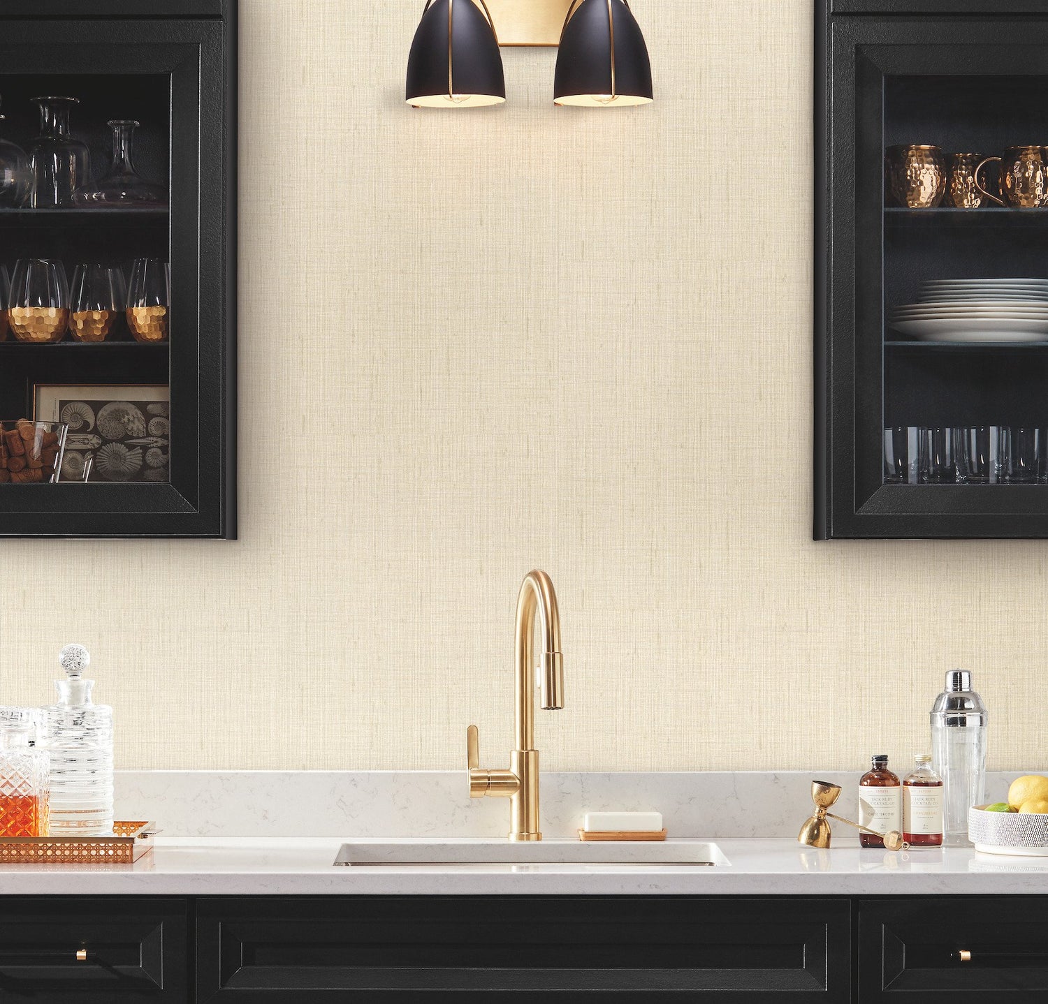 Amari Travertine Beige Wallpaper with Fabric Texture Weave - York GT4593N