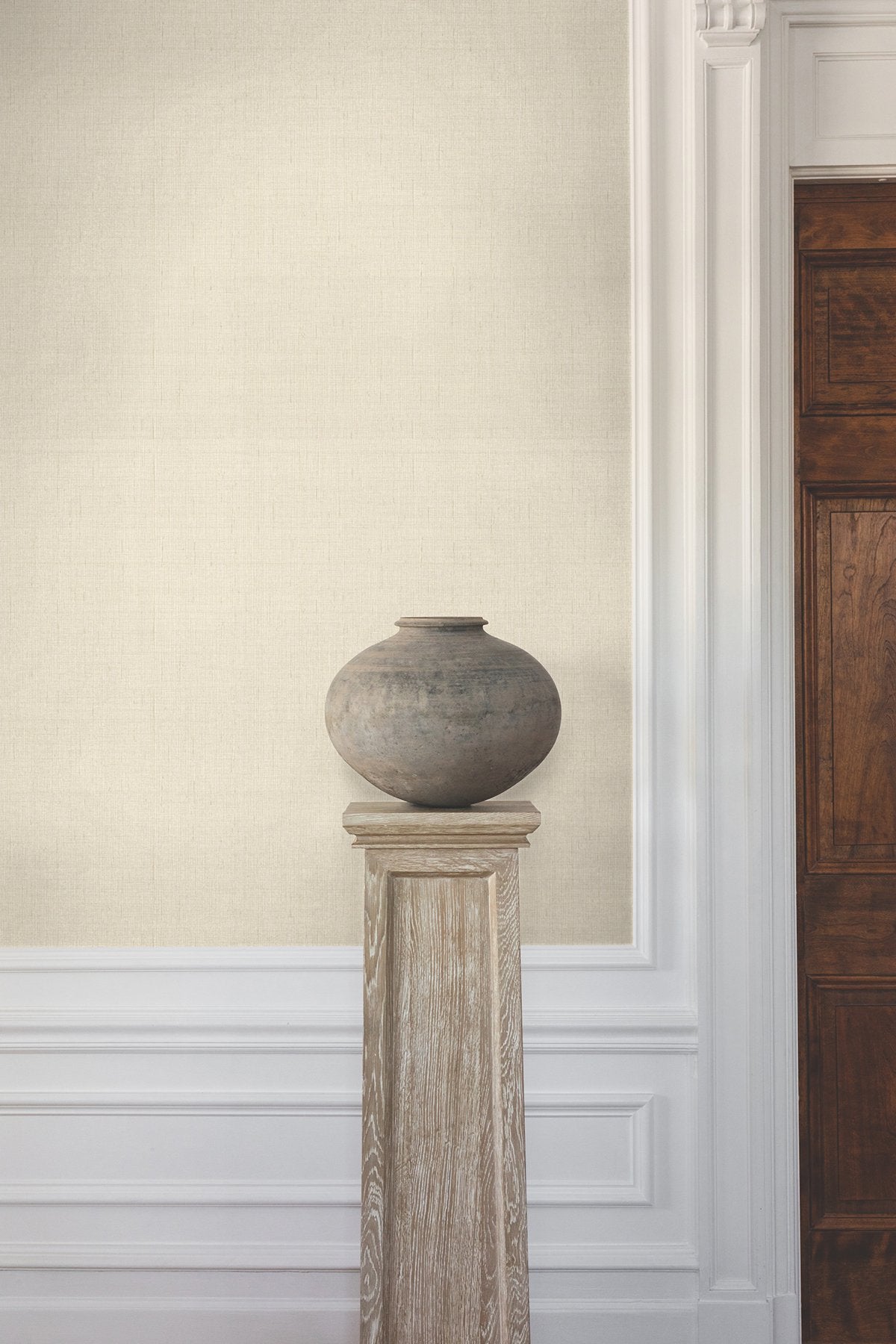 Amari Travertine Beige Wallpaper with Fabric Texture Weave - York GT4593N