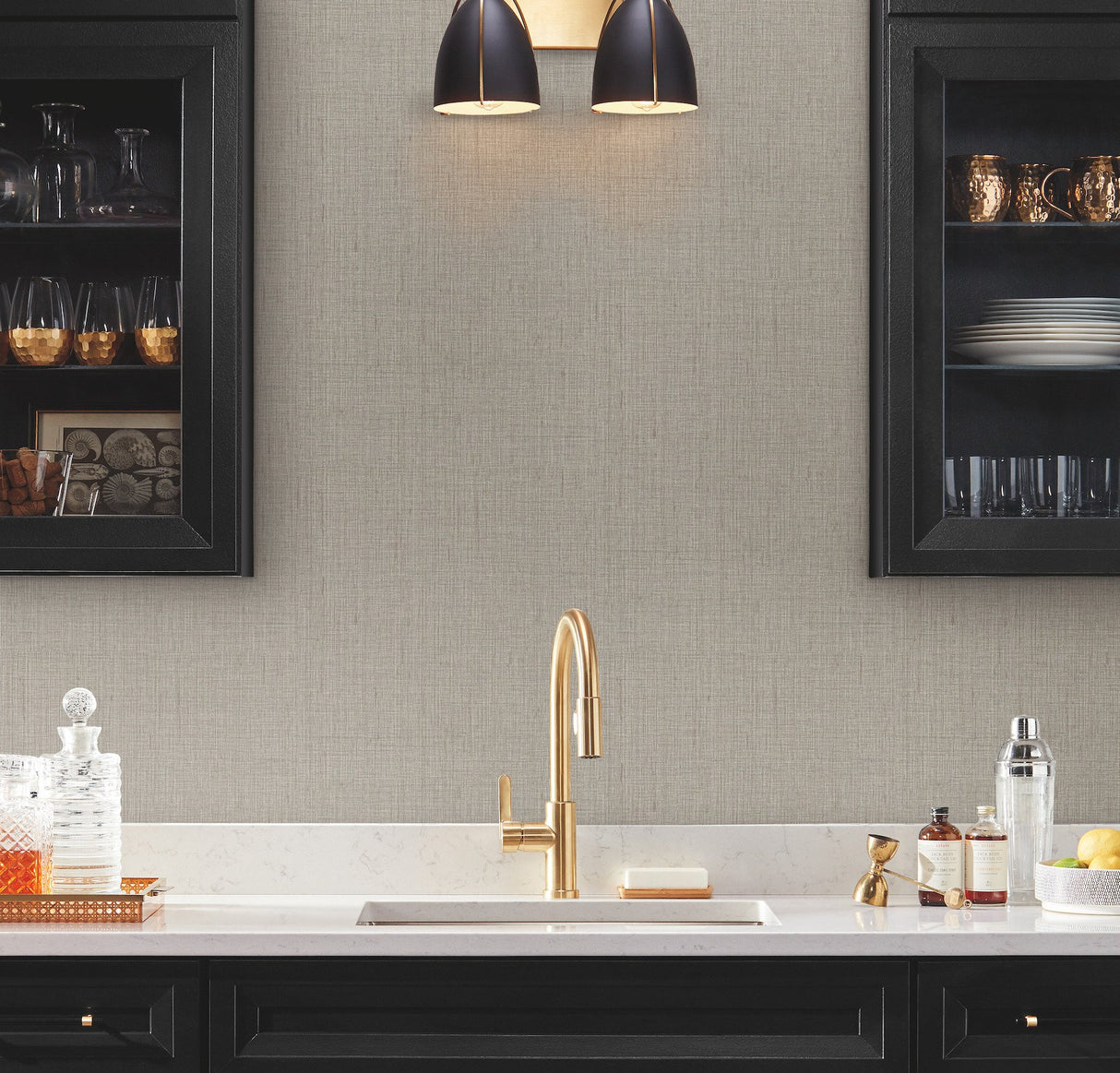 Amari Fossil Textured Vinyl Wallpaper with Woven Silk Weave Motif - York GT4594N