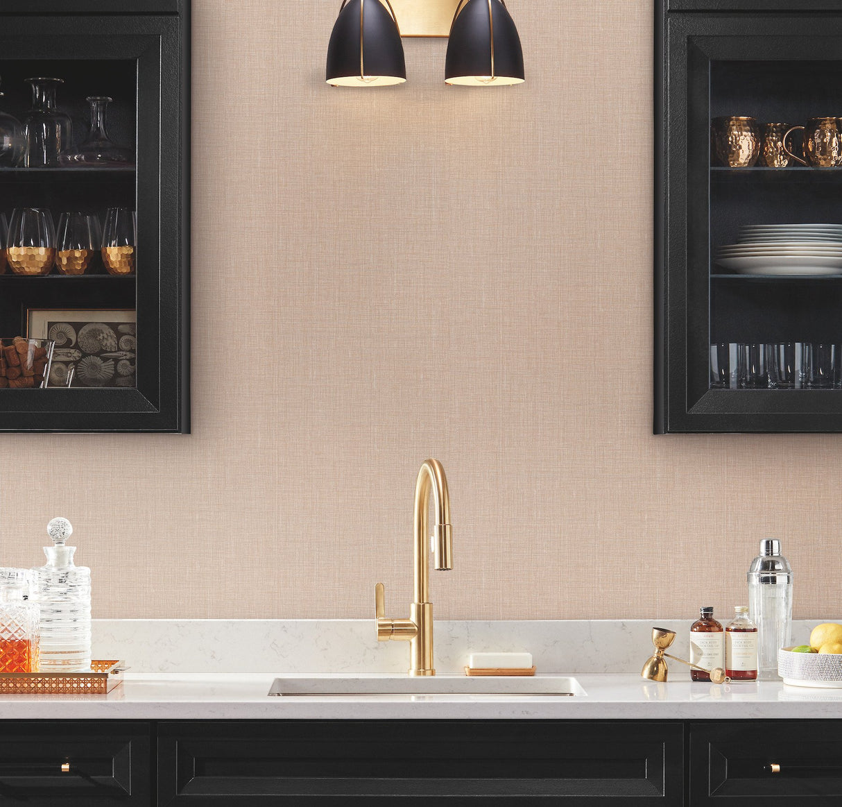 Amari Harmony Pink Fabric-Texture Vinyl Non Woven Wallpaper - Ronald Redding Classics GT4597N