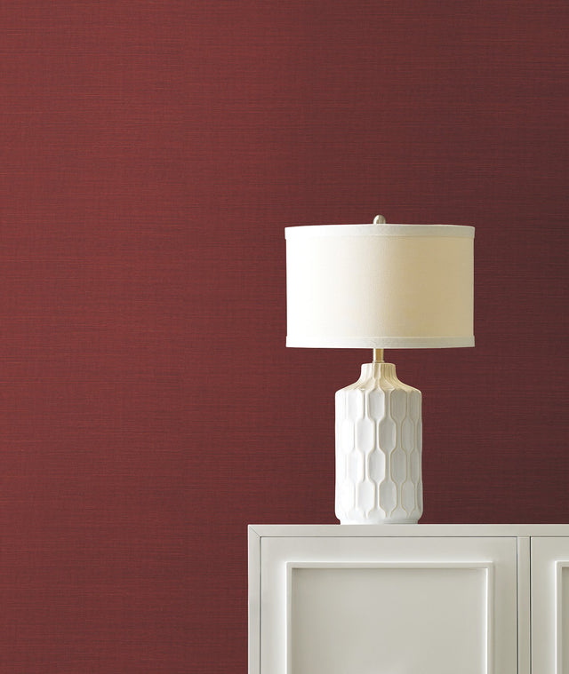 Maguey Sisal Currant Grasscloth Wallpaper in Red - York GV0132NW