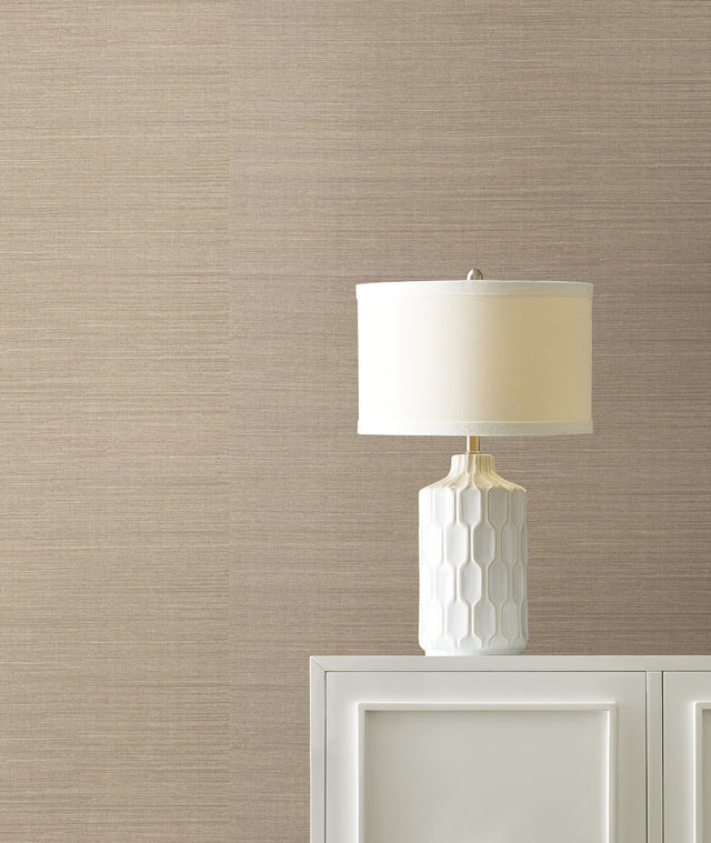 Maguey Sisal Beige Wallpaper with Metallic Grasscloth Texture - York GV0136NW
