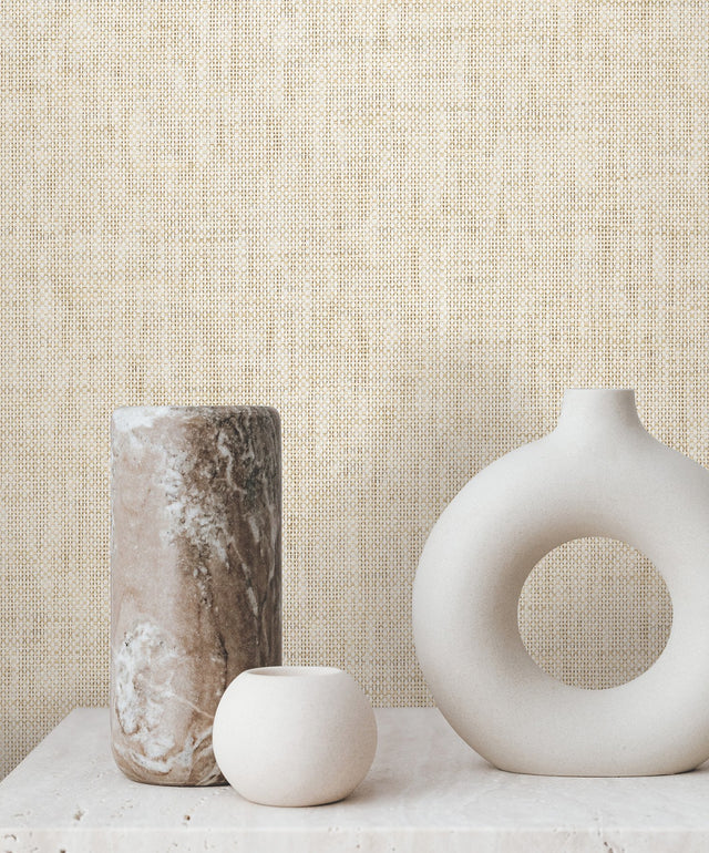 Kami Paperweave Natural Wallpaper with Paper Weave Grasscloth Texture - York GV0181LM
