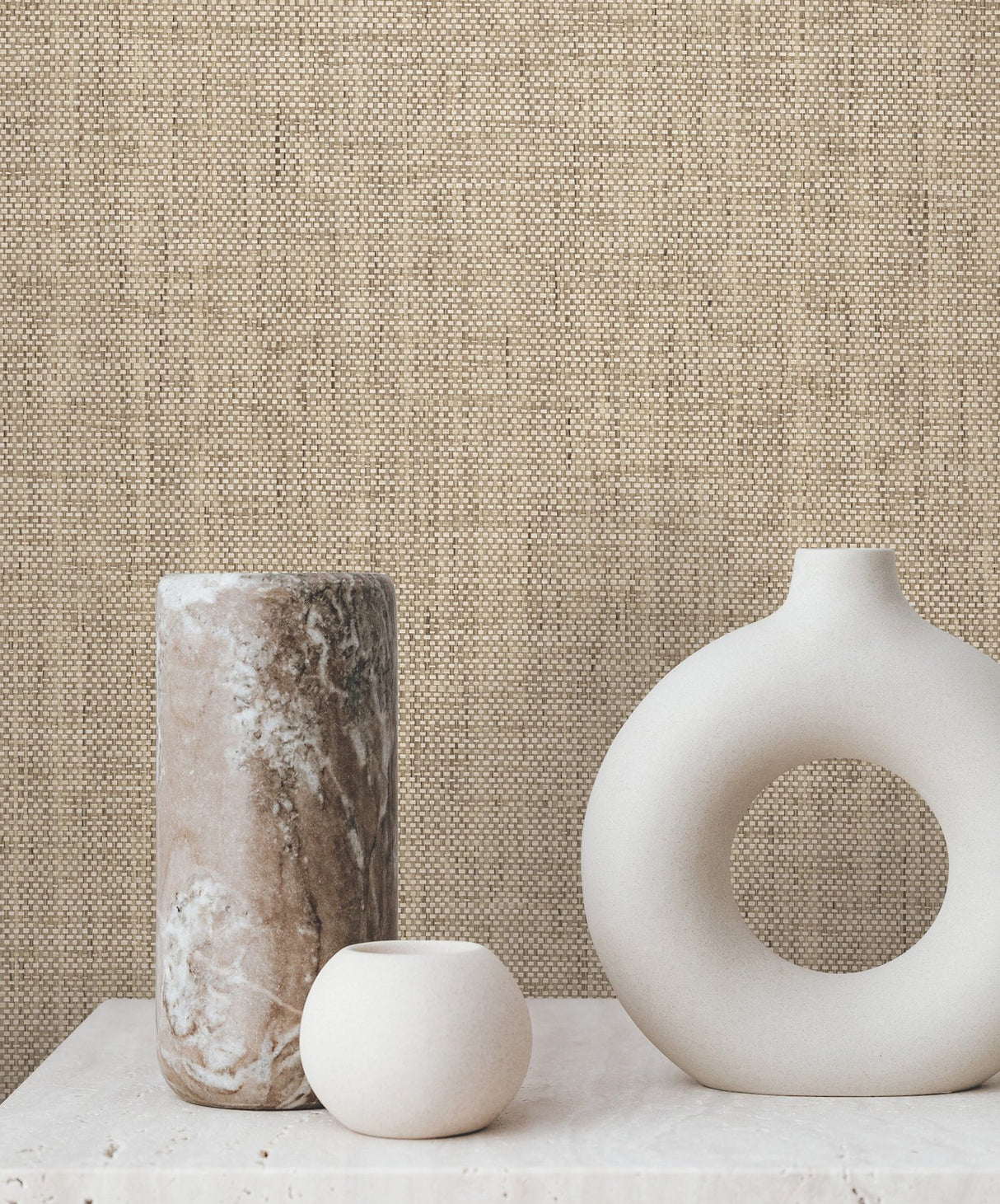 Edo Paperweave Mushroom Grasscloth Wallpaper with Paper Weave Texture - York GV0186