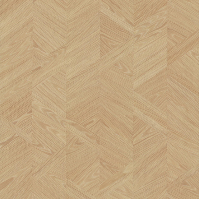 Interlocking Wood Oak Wallpaper with Wood Veneer Chevron Panel Motif - York GV0244
