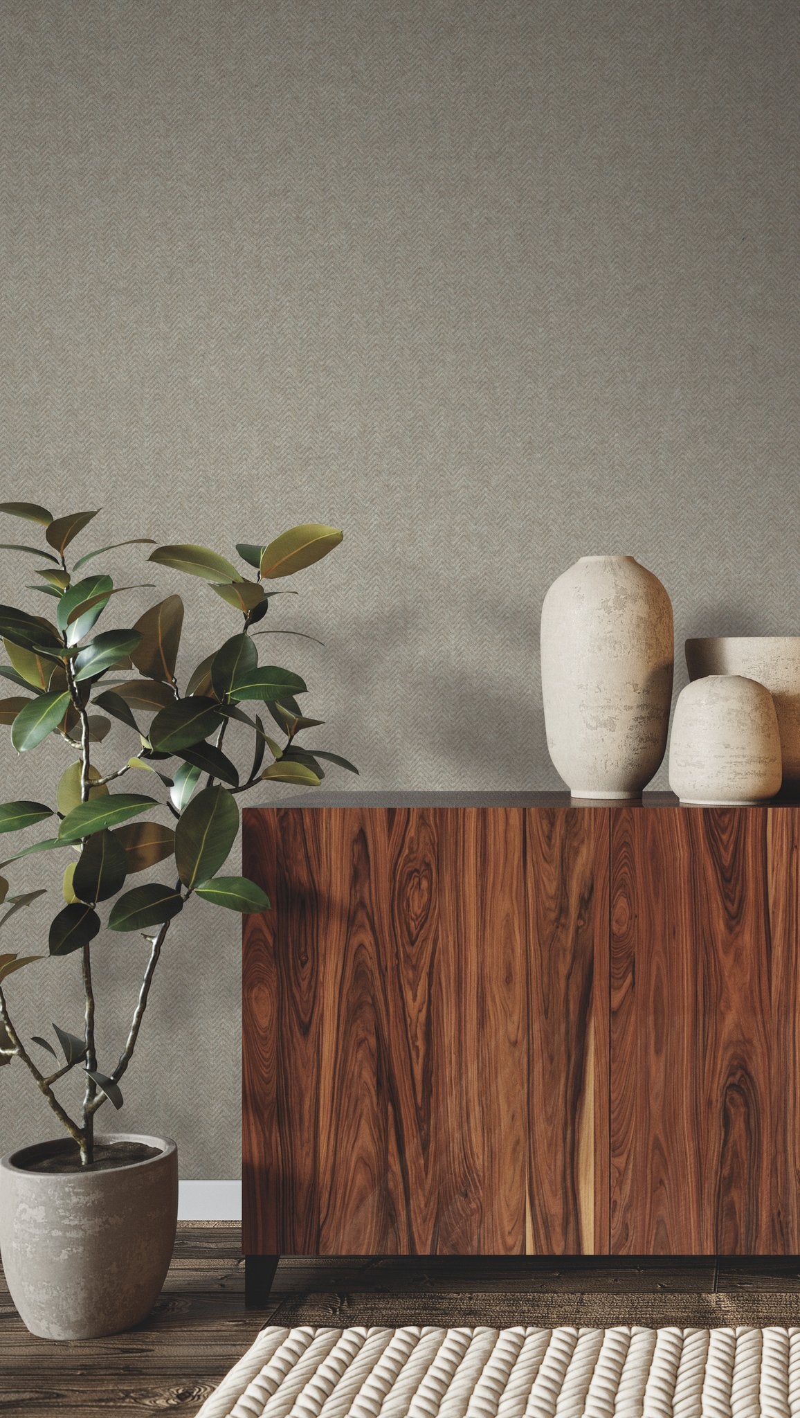 Savile Taupe Wallpaper with Textured Herringbone Pattern - York HA3657R