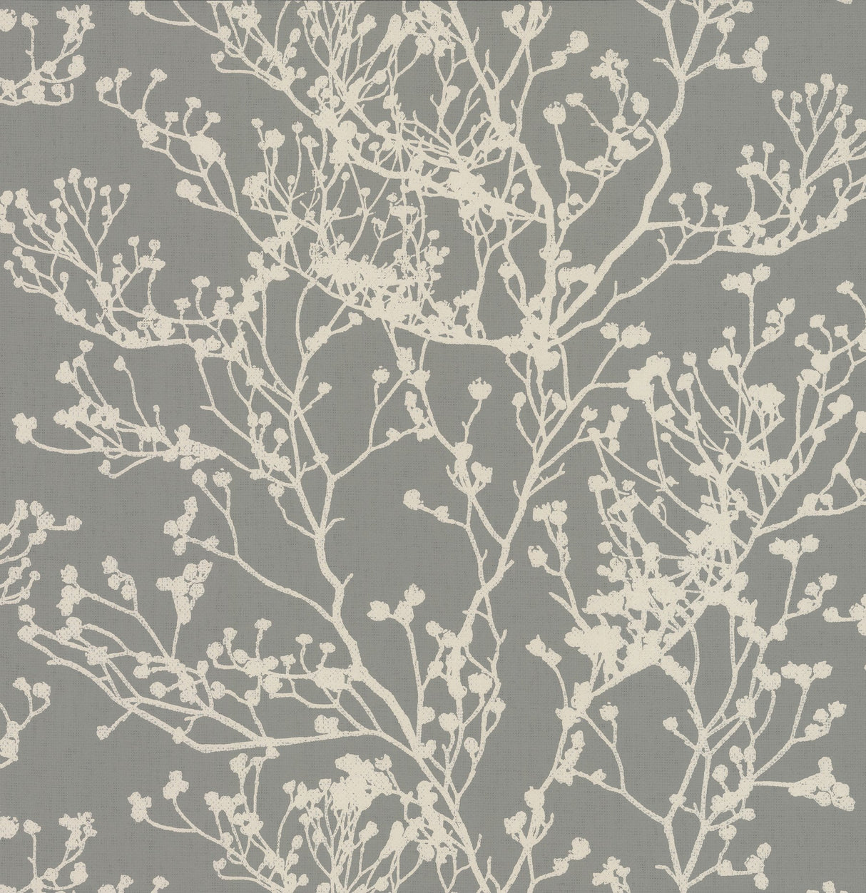 Budding Branch Silhouette Brown Wallpaper with Botanical Paper Weave Grasscloth Style - York HC7518