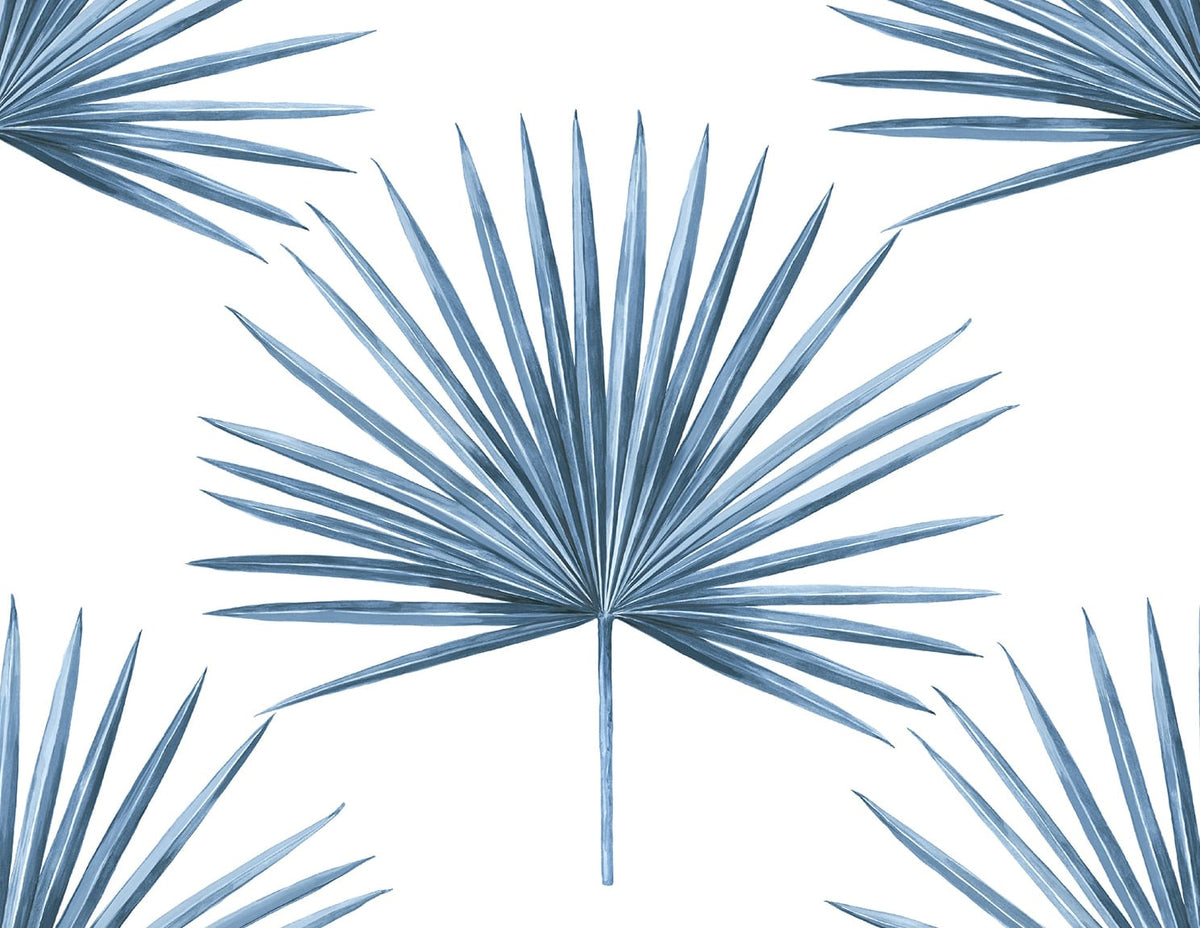 Pacific Palm Coastal Blue by Harry & Grace Peel and Stick Peel & Stick Vinyl Wallpaper – Harry & Grace HG10402
