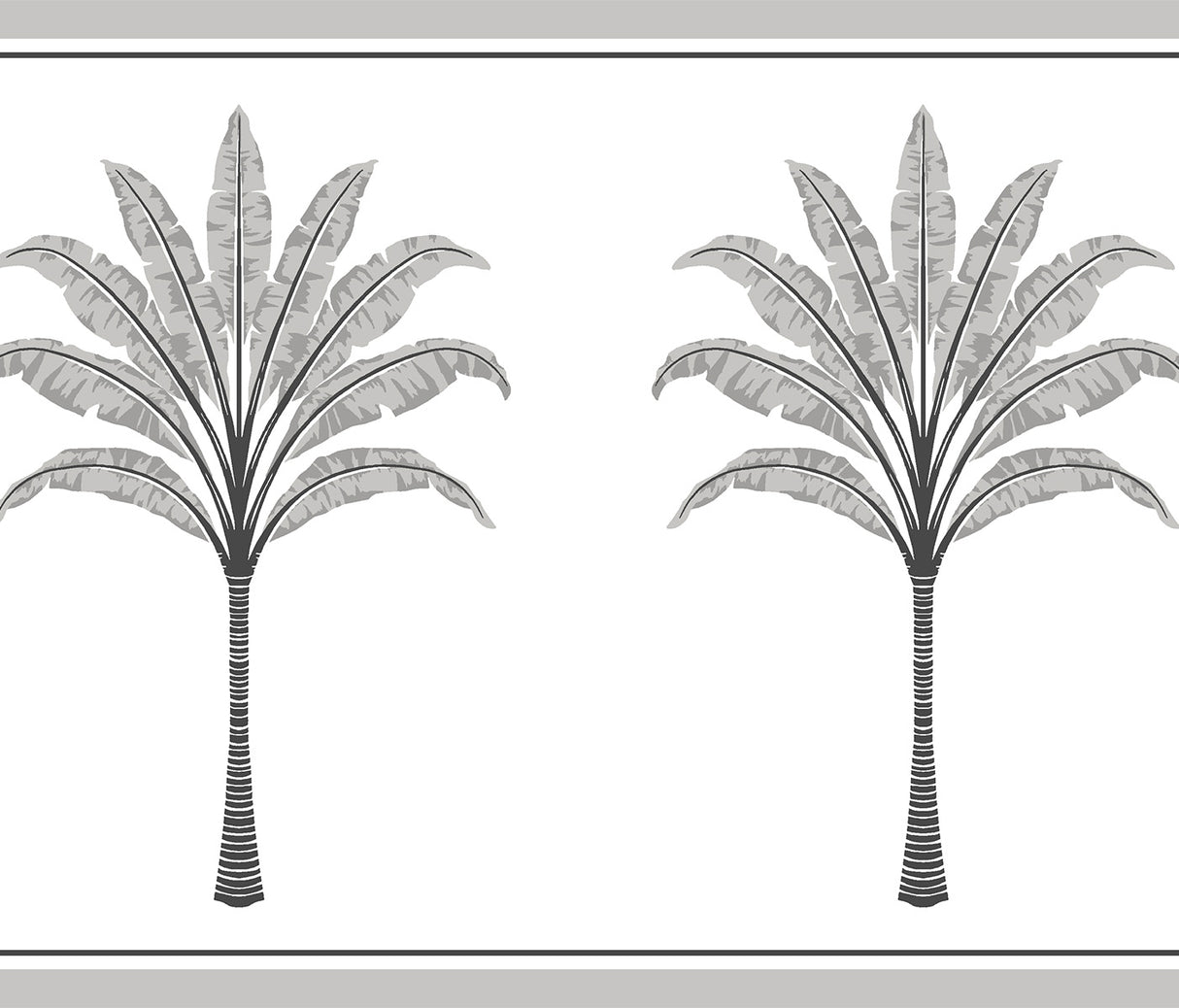 Montgomery Palm Border in Harbor Grey featuring repeating palm trees