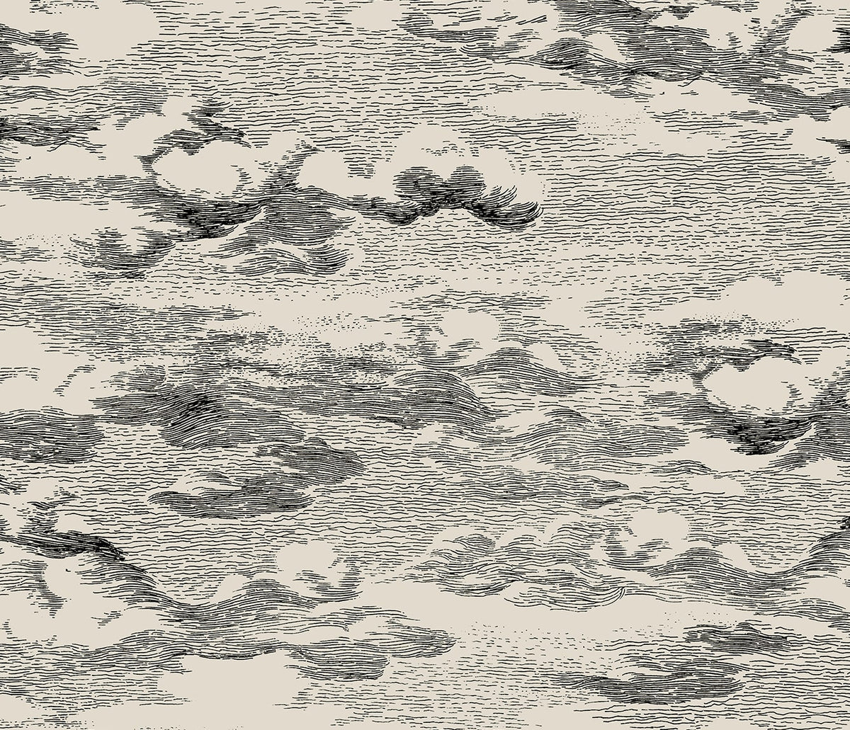 Clouds Beige & Black by Harry & Grace Peel & Stick Semi-Gloss Vinyl Cloud Wallpaper – Harry & Grace HG11210 -Sample