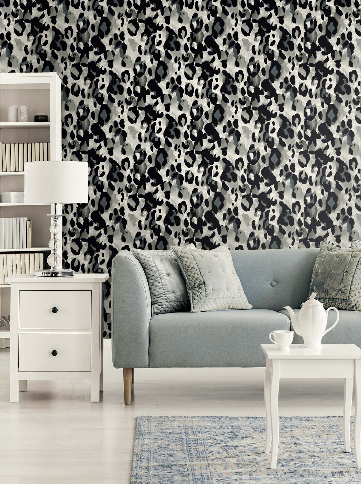 Leopard Print Anchored Grey by Harry & Grace Peel and Stick Animal Print Wallpaper – Harry & Grace HG11400