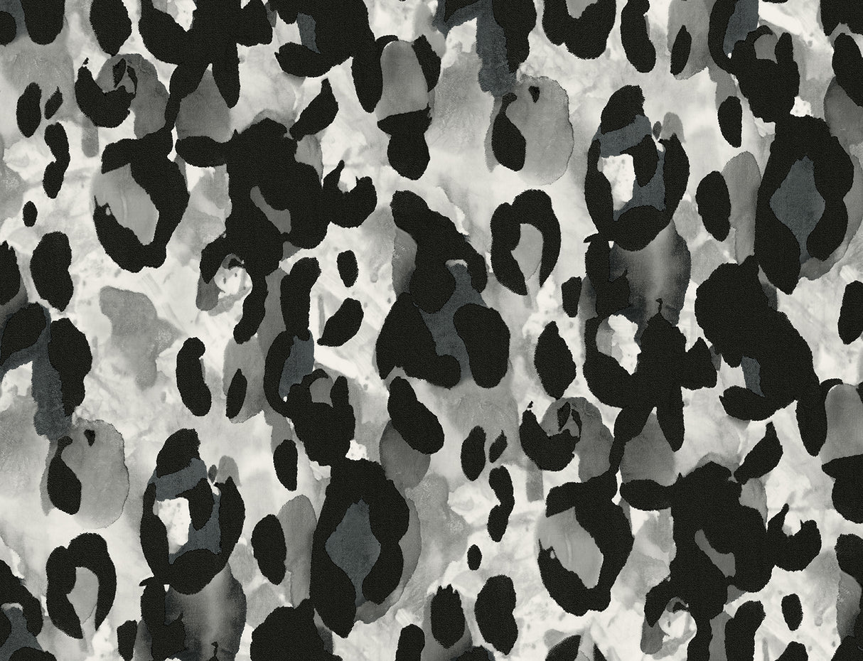 Anchored Grey leopard print peel and stick wallpaper pattern