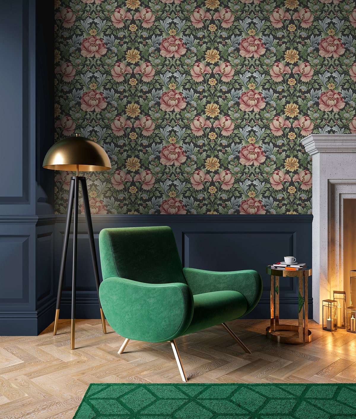 Floral Garden Rose & Fern by Harry & Grace Peel and Stick Vintage Floral Wallpaper – Harry & Grace HG12601