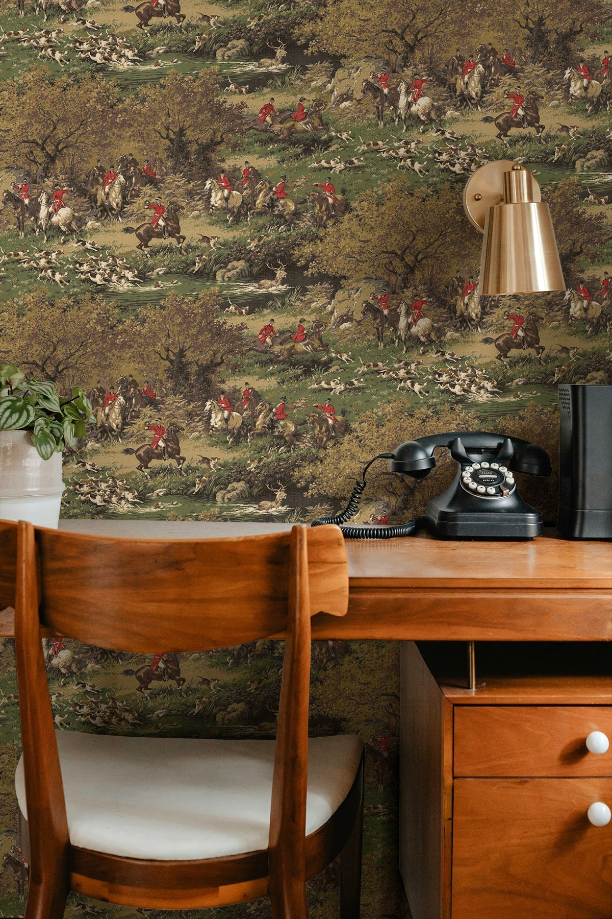 Taunton Hunt Scene Chestnut & Rosemary by Harry & Grace Peel and Stick Scenic Wallpaper – Harry & Grace HG13005