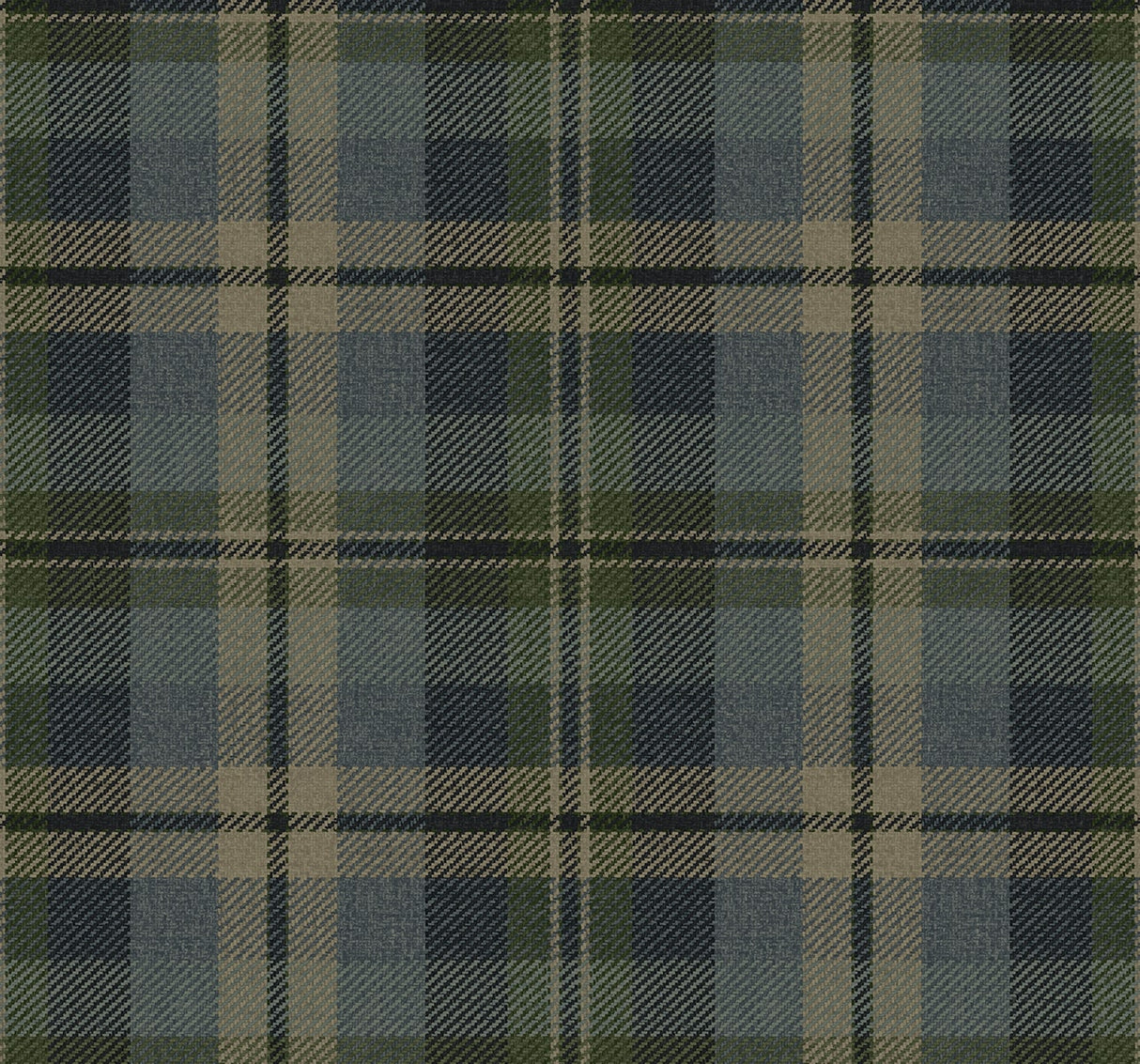 Deep Sea blue and green tailored plaid peel and stick vinyl wallpaper pattern