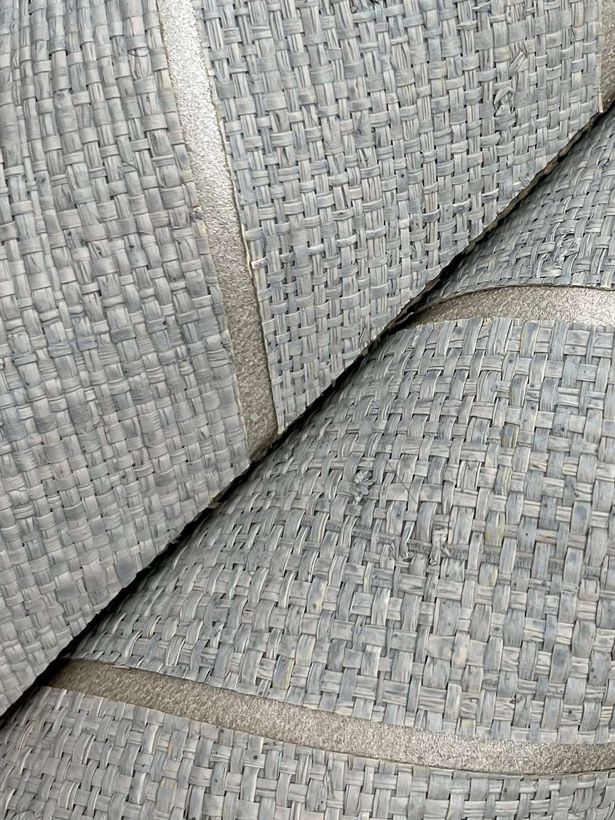 Atelier Herringbone Lagoon Wallpaper with Metallic Raffia Grasscloth Feature Wall - York HO2106GV