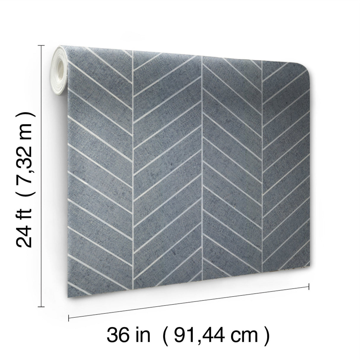 Atelier Herringbone Steel Blue Wallpaper with Metallic Feature Wall Grasscloth - York HO2107GV