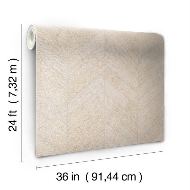 Atelier Herringbone White Wallpaper with Metallic Raffia Grasscloth Feature Wall - York HO2108GV