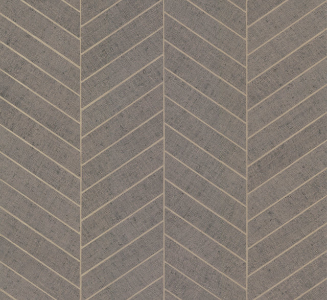 Atelier Herringbone Grey Wallpaper with Raffia-Look Geometric Herringbone - York HO2110