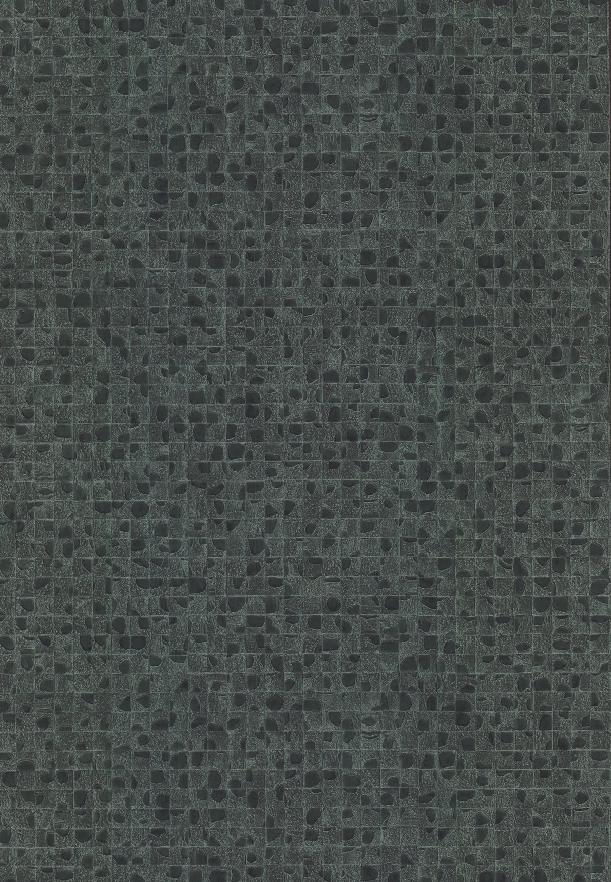 Leather Lux Dark Green Textured Wallpaper with Glossy Geometric Grid - York HO2116