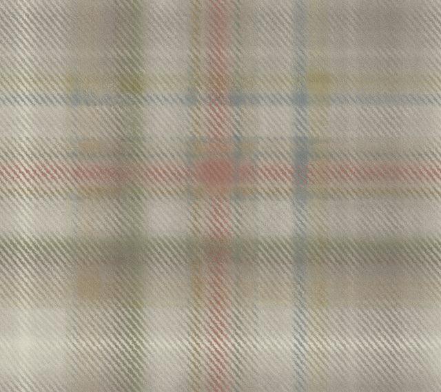 Sterling Plaid Neutral Wallpaper with Oversized Woolen Plaid Pattern - York HO2156