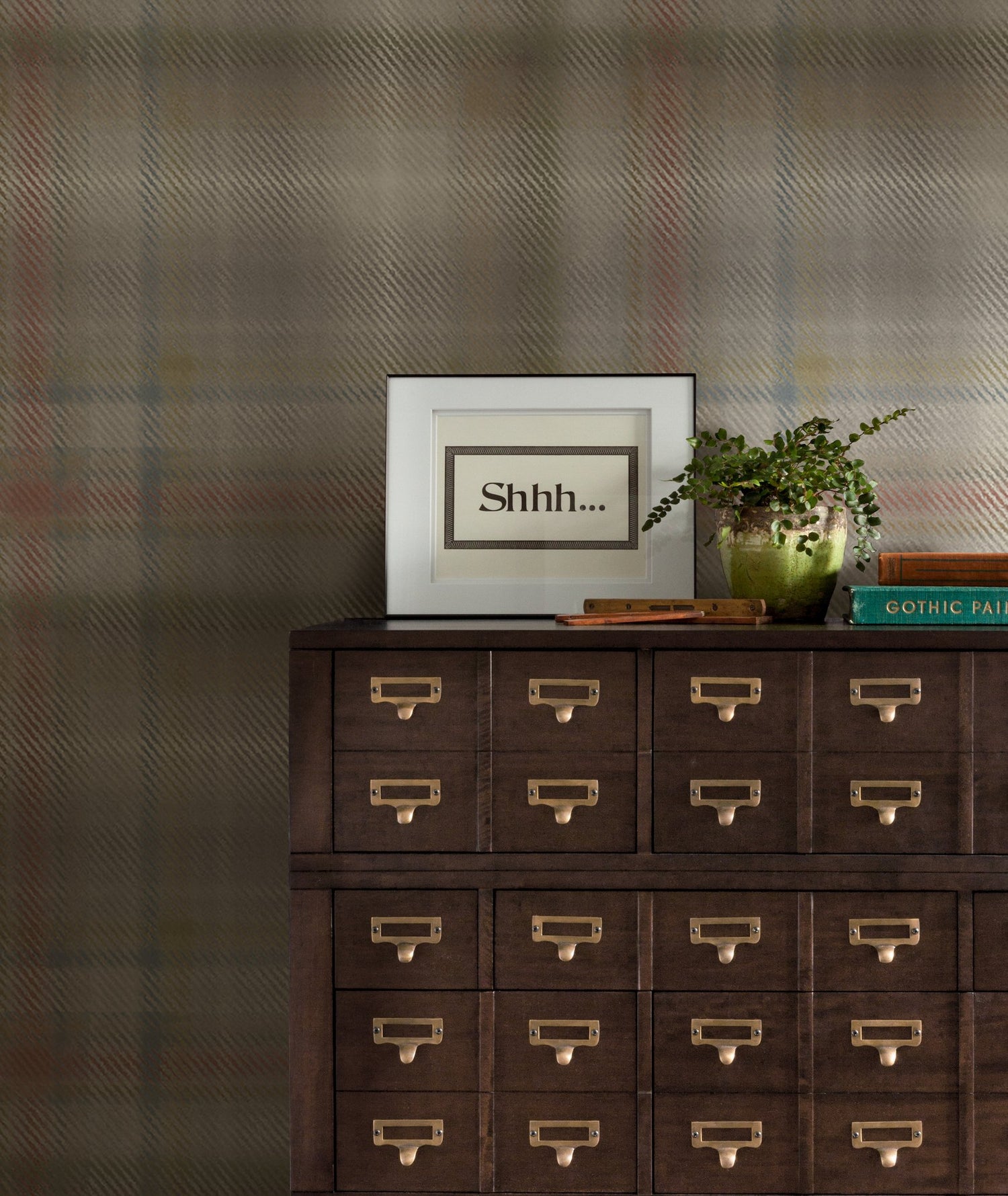 Sterling Plaid Neutral Wallpaper with Oversized Woolen Plaid Pattern - York HO2156