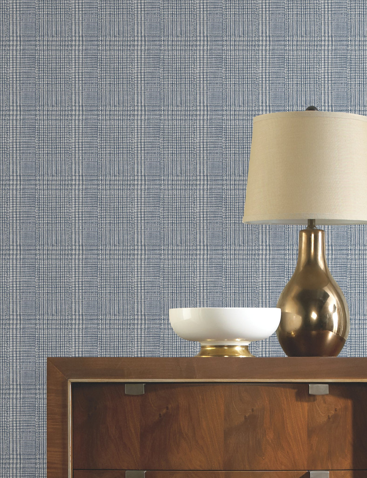 Shirting Plaid Blue Wallpaper with Plaids & Checks Non Woven Style - York HO2167