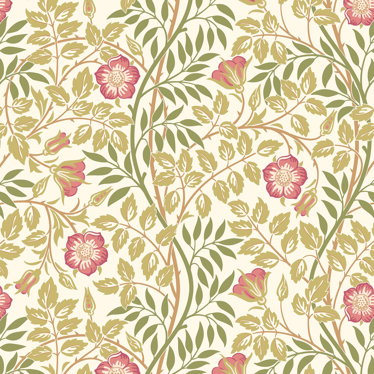 Rosehip Trail Rose Pink Peel and Stick Wallpaper by Hoopla Walls HWA1099PU