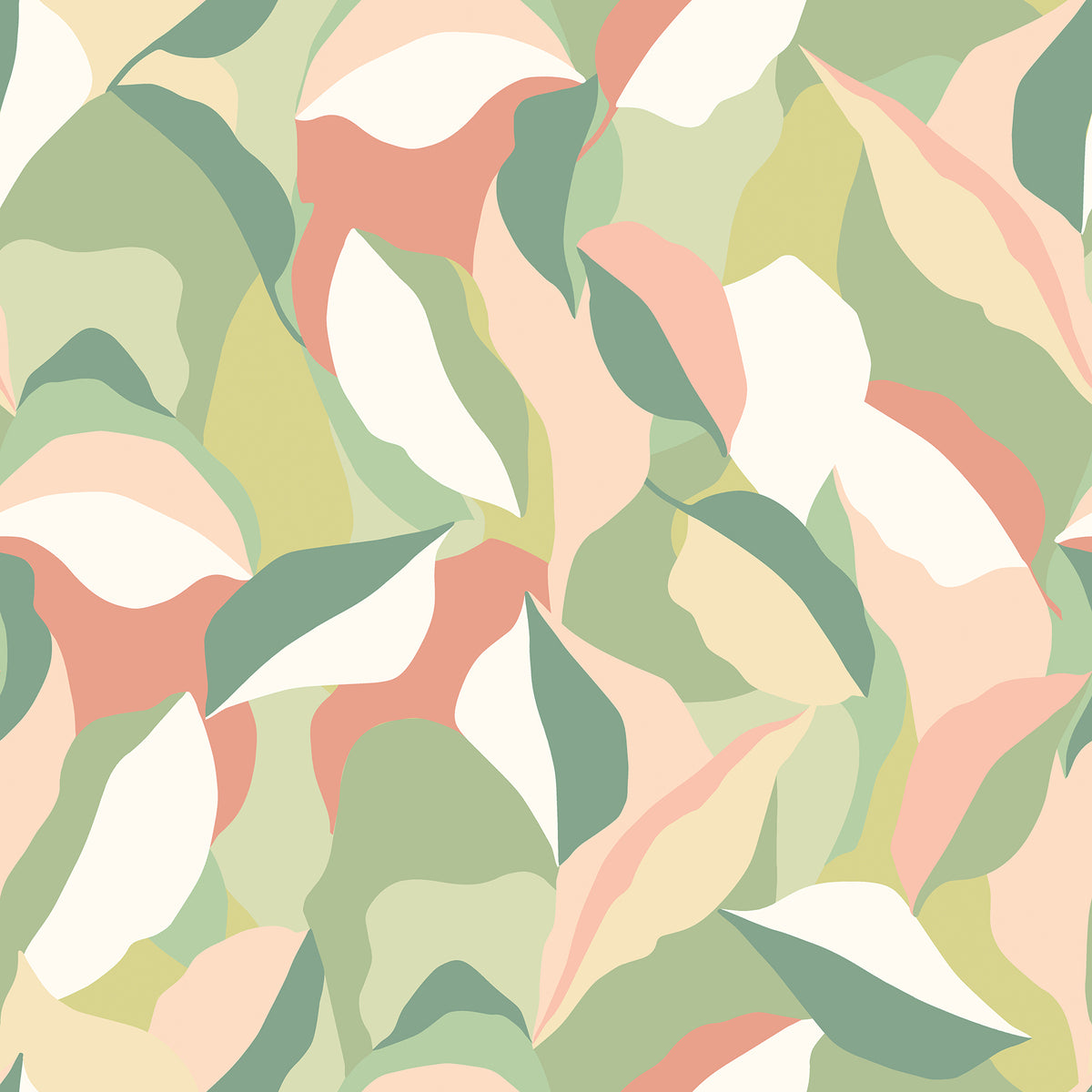 Leafy Patchwork Olive & Blush Peel and Stick Wallpaper by Hoopla Walls - HWA1160PU