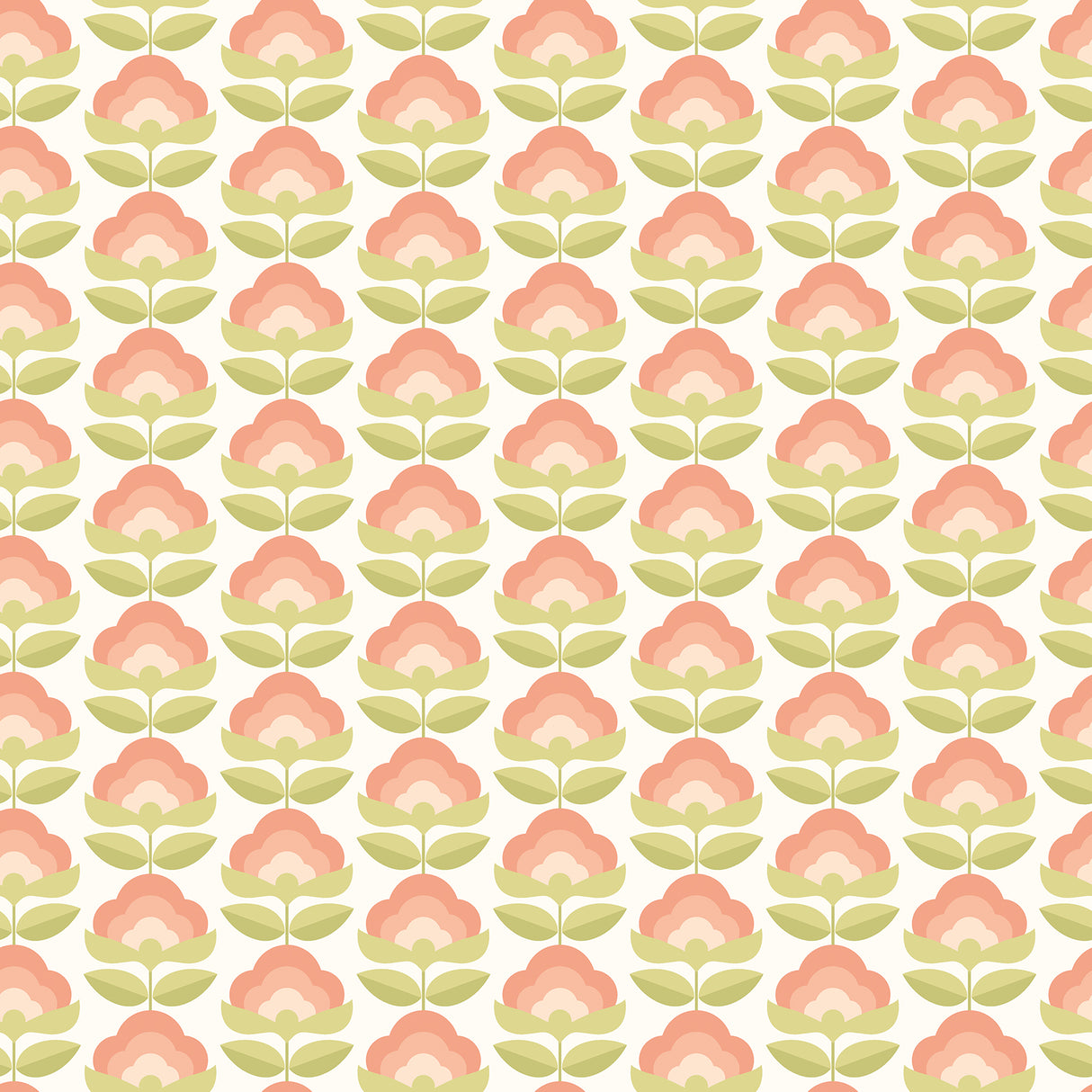 Retro Flower Apricot Mix Peel and Stick Wallpaper by Hoopla Walls - HWA1169PU