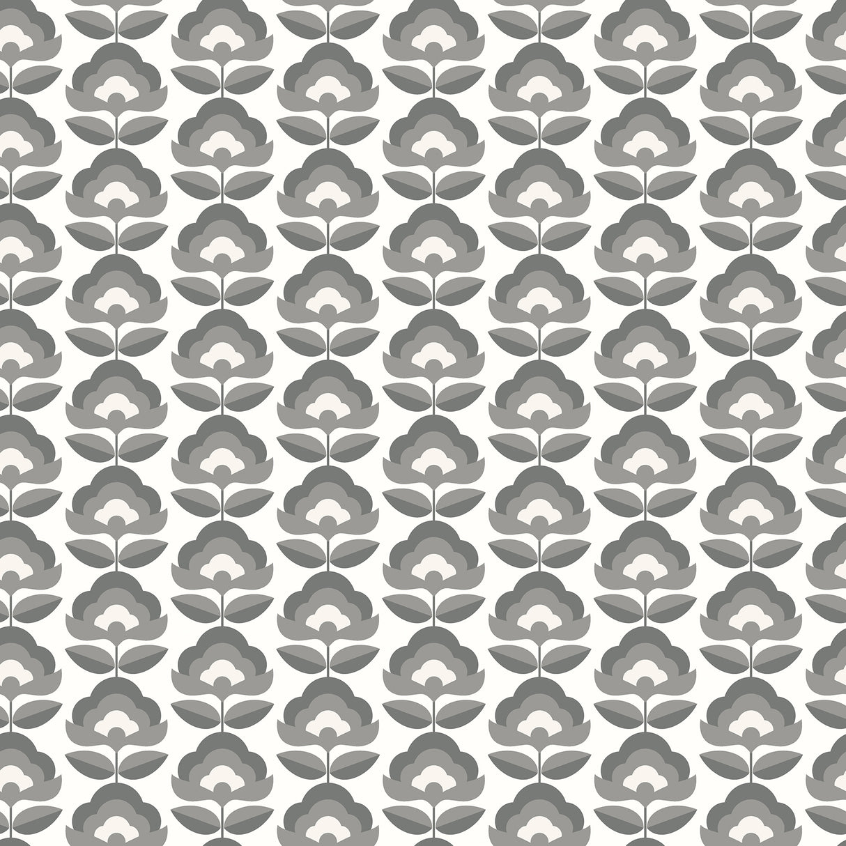 Retro Flower Chalkboard Grey and White Peel and Stick Wallpaper by Hoopla Walls - HWA1173PU