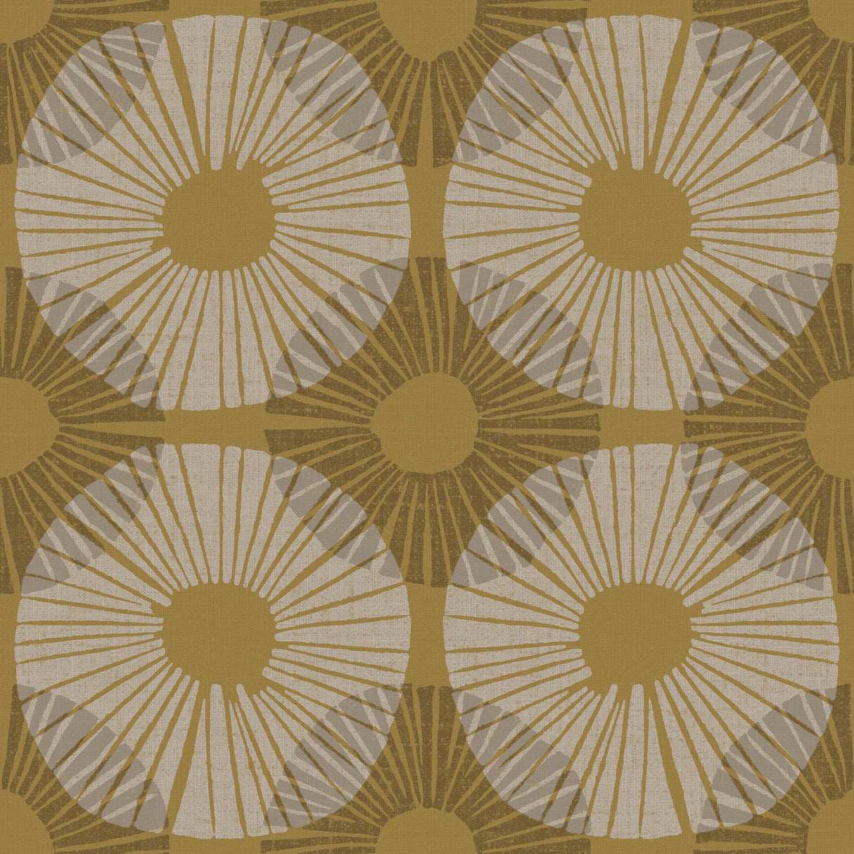Superbloom Mustard Peel & Stick Wallpaper with Bohemian Medallions - NuWallpaper JHS5035