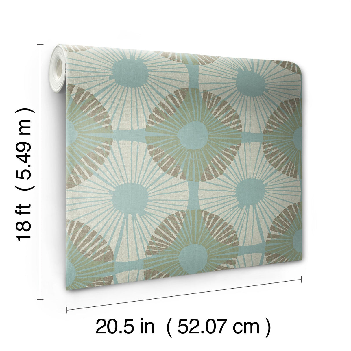 Superbloom Aqua Chocolate Peel & Stick Wallpaper with Bohemian Medallions - NuWallpaper JHS5036
