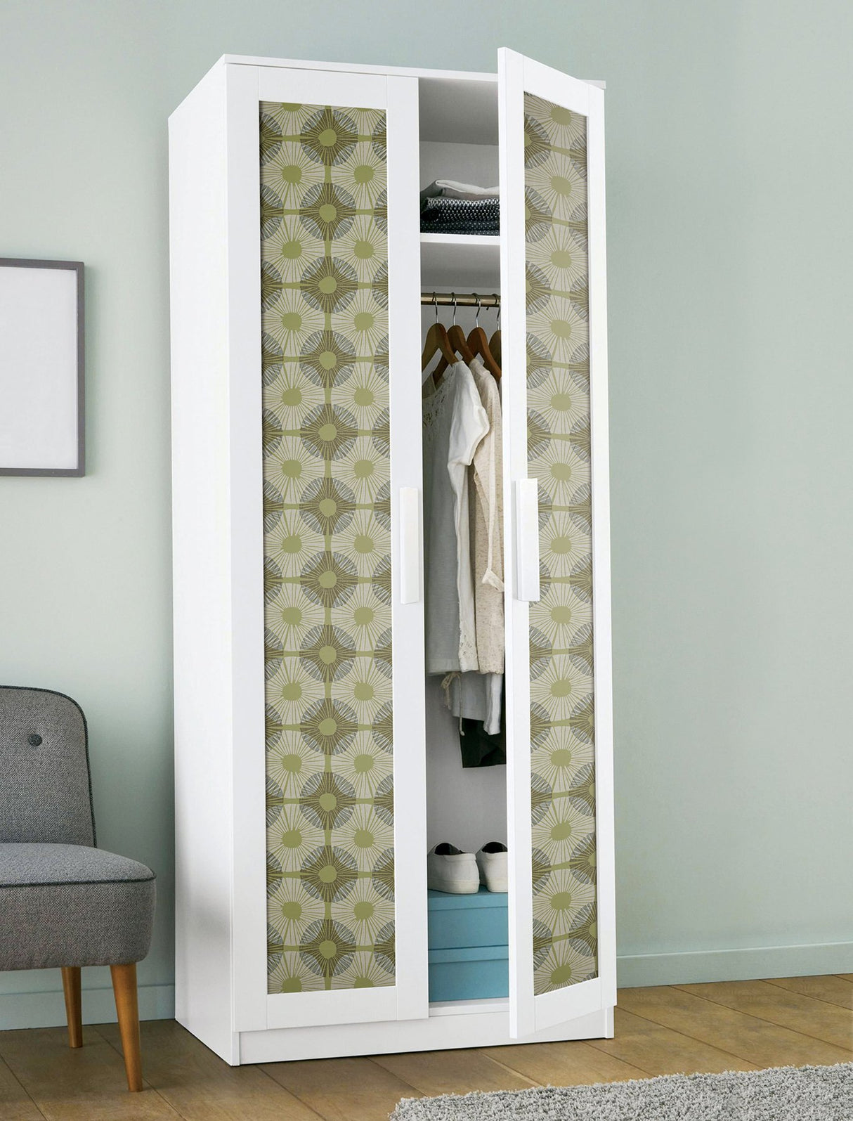 Superbloom Lime Peel & Stick Wallpaper with Bohemian Medallions Pattern - JHS5037