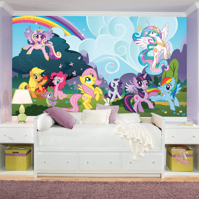 My Little Pony Ponyville Multicolor XL Chair Rail Prepasted Wall Mural - York JL1334M
