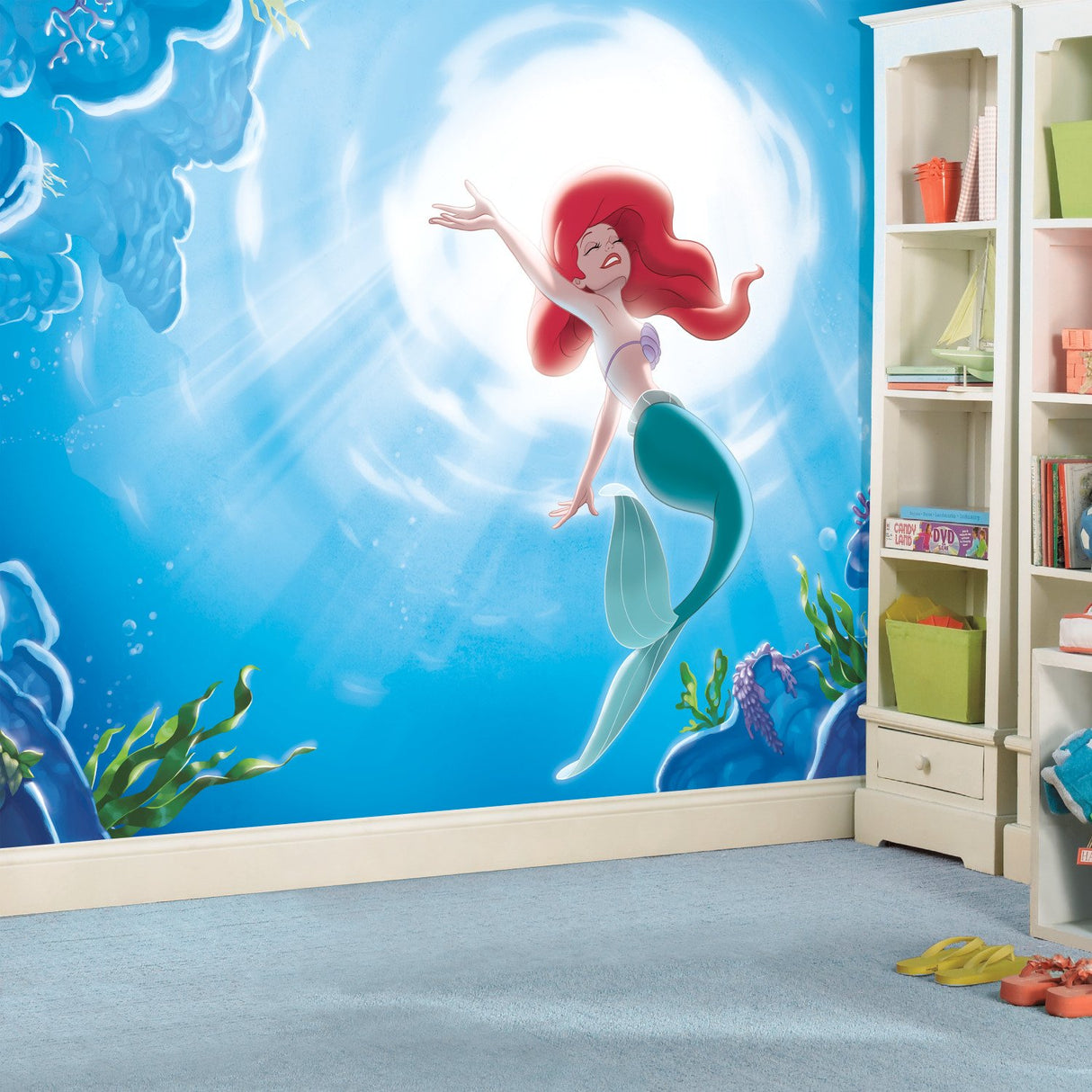 Disney Princess The Little Mermaid Part of Your World XL Chair Rail Prepasted Wall Mural, Multicolor - York JL1370M