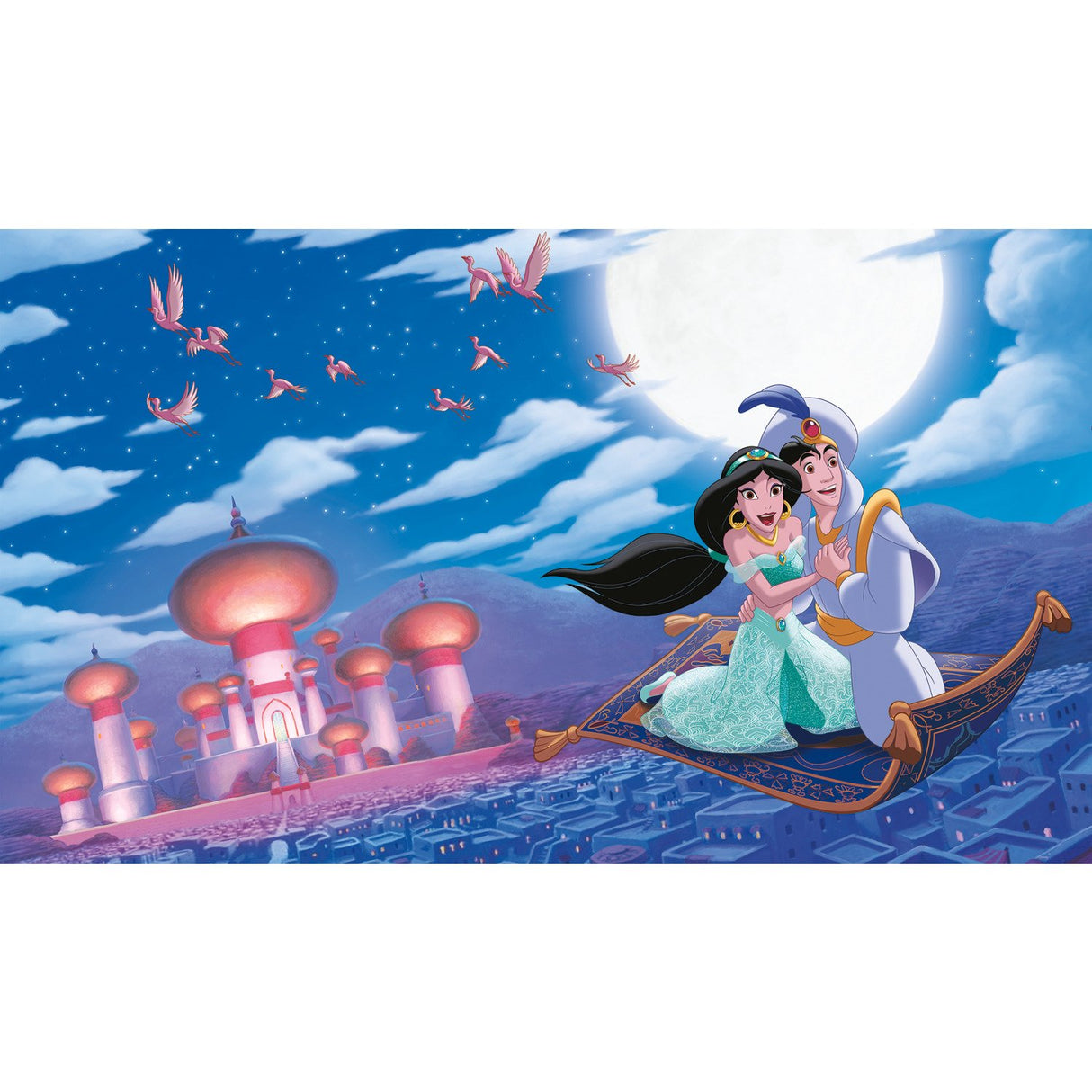 Disney Princess Aladdin A Whole New World Multicolor XL Chair Rail Prepasted Wall Mural, Whimsical Licensed Novelty - York JL1371M