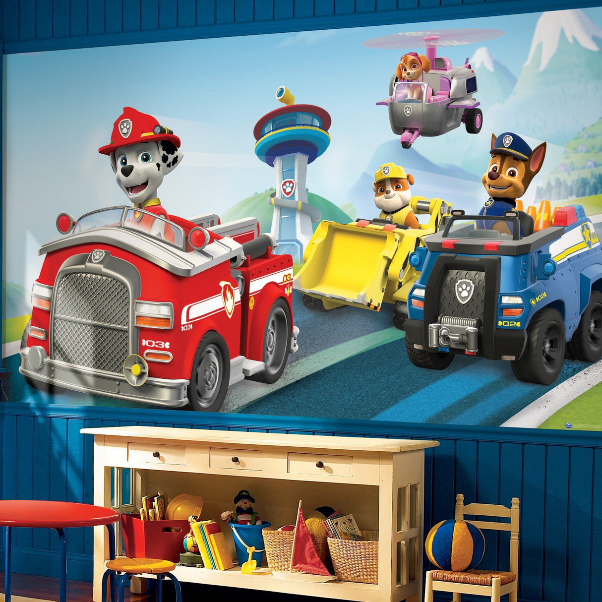 Paw Patrol Friends Multicolor XL Chair Rail Wall Mural with Licensed Kids Novelty Pattern - York JL1389M