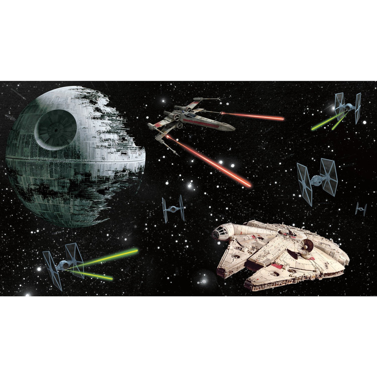 Star Wars Classic Vehicles XL Chair Rail Multicolor Mural with Licensed Whimsical Novelty Style - York JL1399M