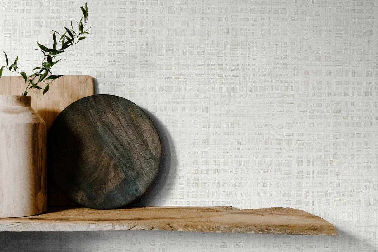 Ami Snow by Japandi Style Textured Linen Wallpaper – Seabrook Designs JP10100
