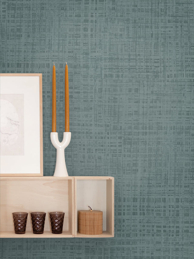 Ami Steel Blue by Japandi Style Textured Linen Wallpaper – Seabrook Designs JP10102