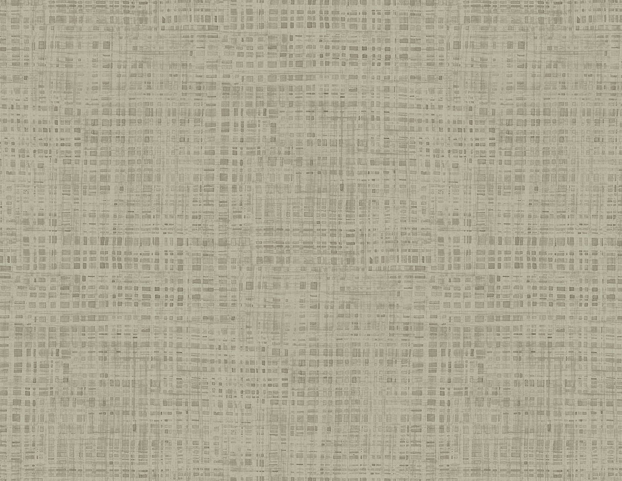 Seabrook Designs Ami wallpaper in taupe with a subtle woven linen texture pattern.