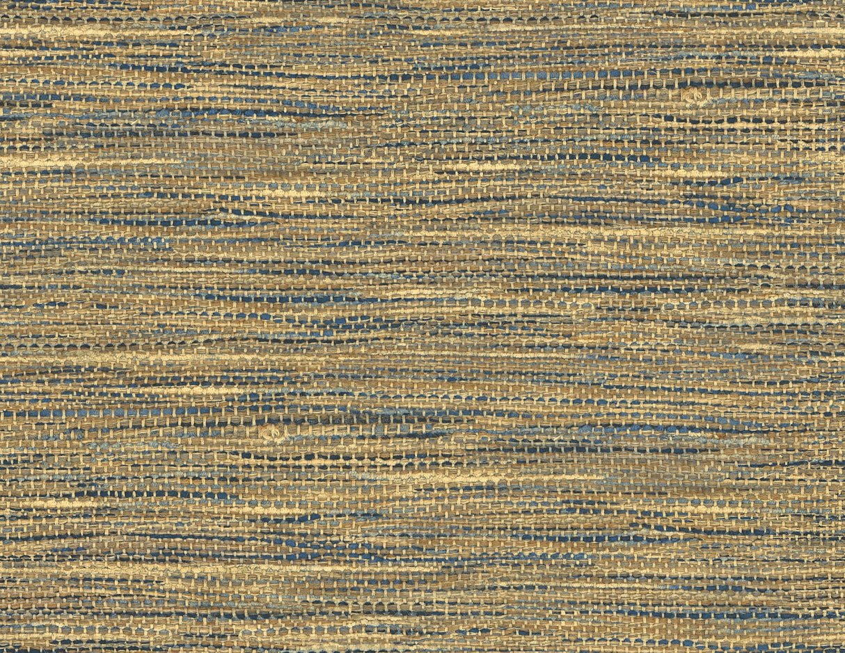 Rina wallpaper in Honey & Navy faux grasscloth texture