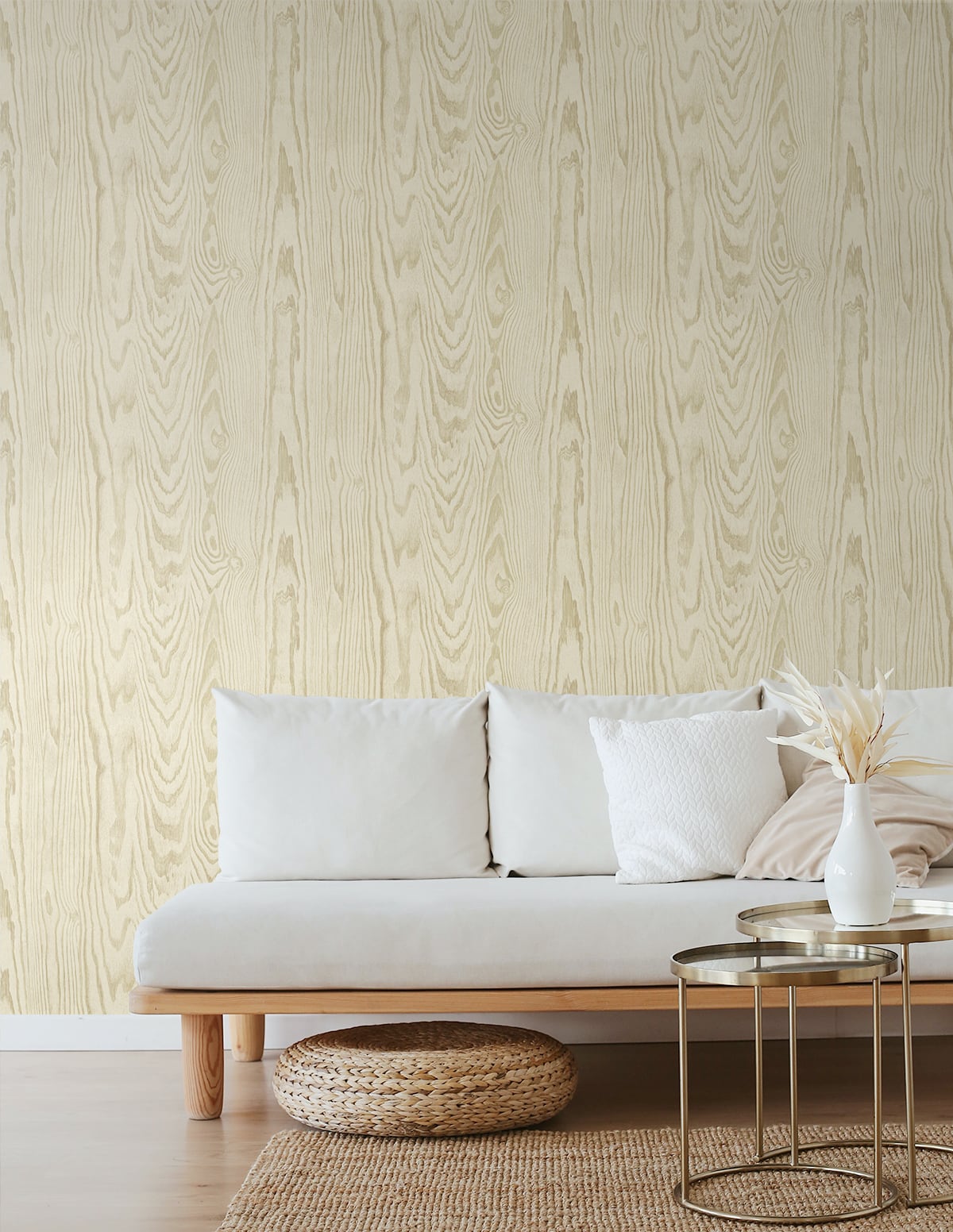 Nina Sand Dunes by Japandi Style Matte Faux Wood Sidewall Wallpaper – Seabrook Designs JP10503