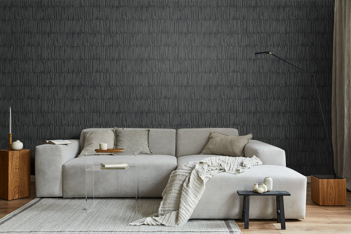 Naomi Charcoal by Japandi Style Striped Wallpaper – Seabrook Designs JP10600