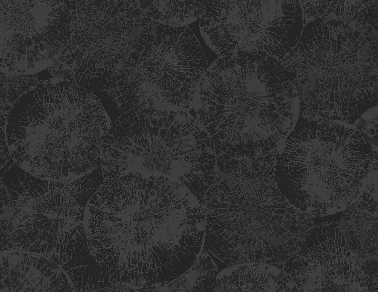 Eren wallpaper in Rich Onyx with an abstract organic circular motif